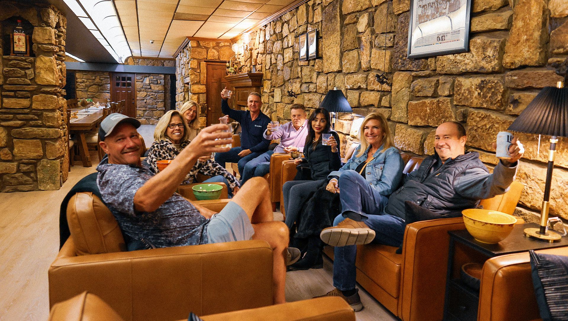 Group of people enjoying drinks at Paradise