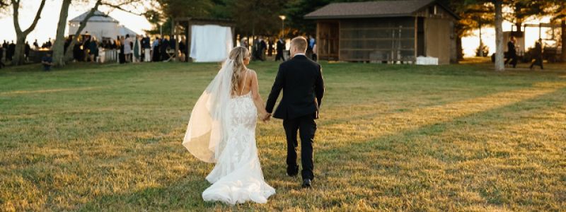 Couple walking to their wedding